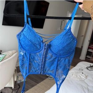 Blue Lace Corset Top